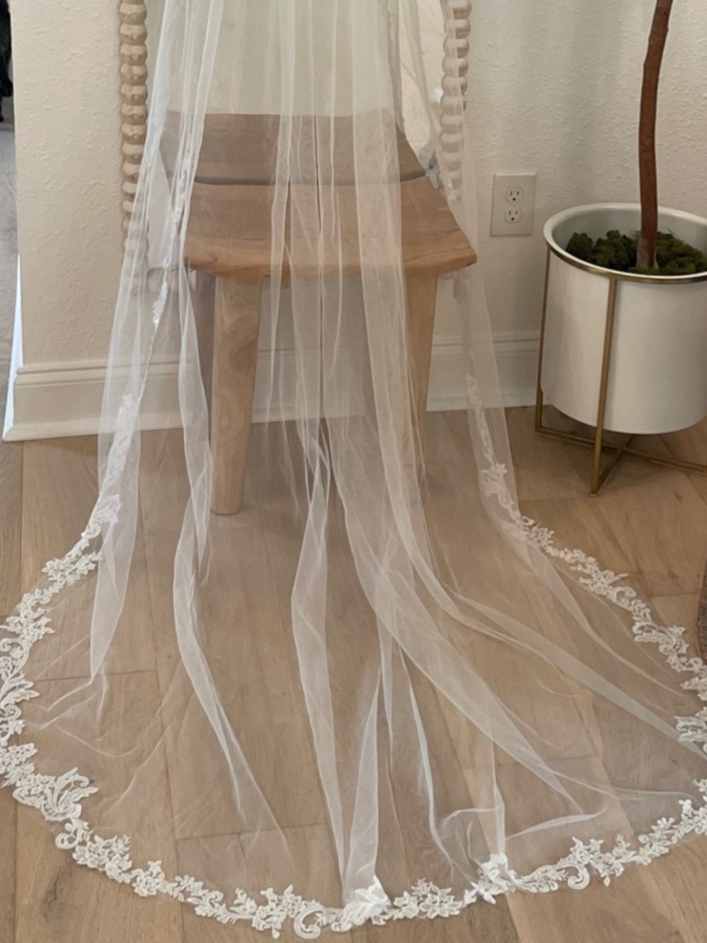 Cathedral Sheer Bridal Veil with Lace Edge 101 inches